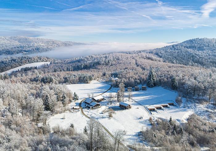 GutsAlm Harlachberg im Winter von oben GutsAlm Harlachberg im Winter von oben