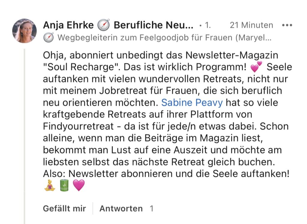 Testimonial Soul Recharge